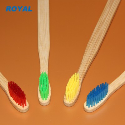 Eco-friendly wholesale colored bristles bamboo toothbrush