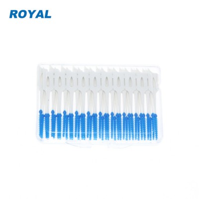 Travel use soft rubber interdental toothbrush